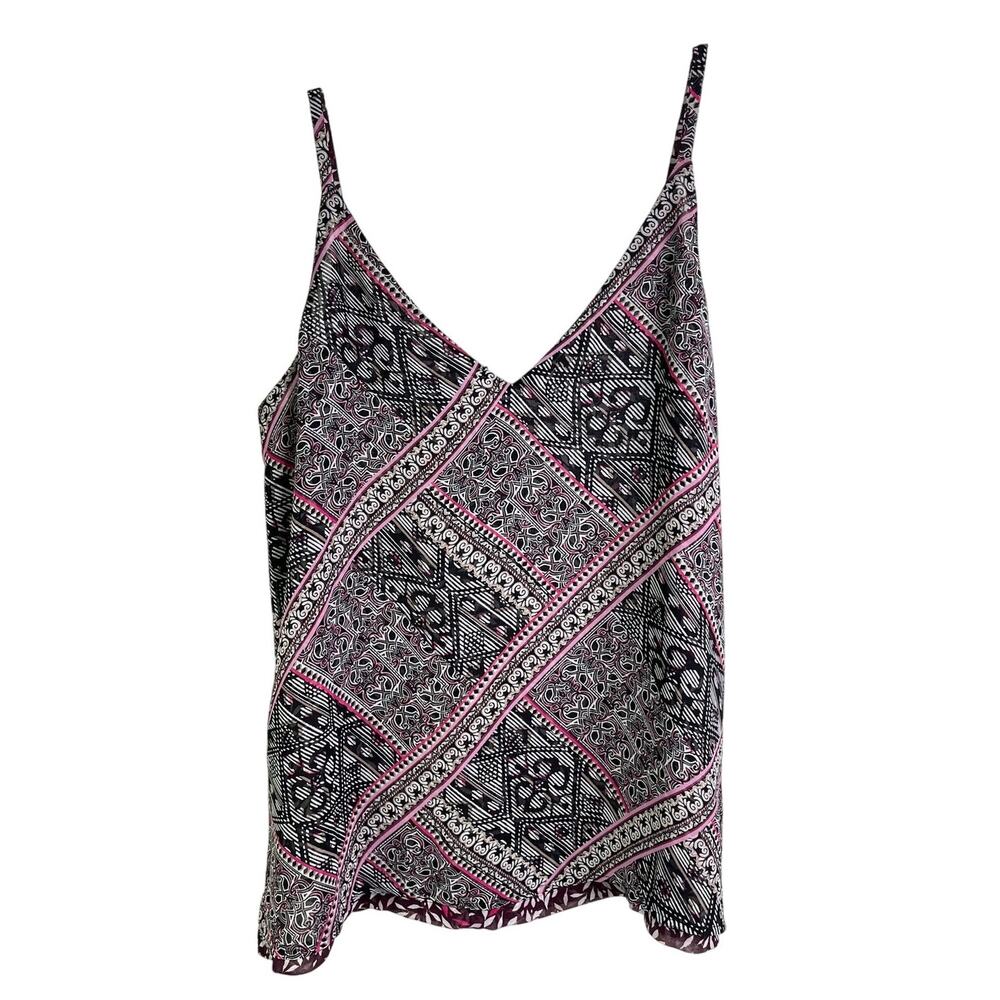 Camisole Sleeveless Top Wns‎ Maroon White Spaghetti Strap V-Neck Reversable Boho